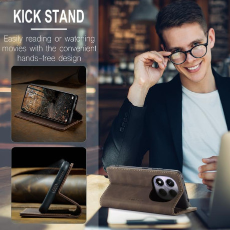 Чехол-книжка CaseMe-013 Multifunctional на Xiaomi Redmi Note 14 Pro 4G Global - кофейный