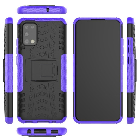Противоударный чехол Tire Texture на Samsung Galaxy A02s - фиолетовый