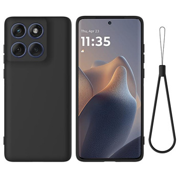 Силиконовый чехол Solid Color Liquid Silicone на Motorola Moto G67 / G77 / G87 5G — чёрный