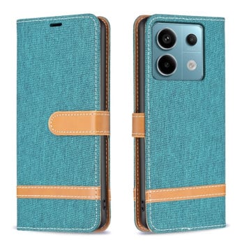 Чехол-книжка Color Matching Denim Texture на Xiaomi Redmi Note 14S/ 13 Pro 4G / POCO M6 Pro 4G- зеленый