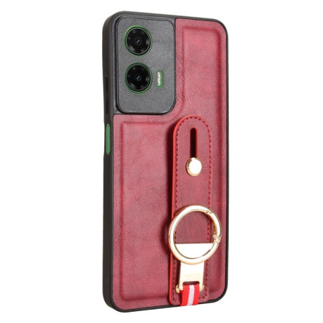 Противоударный чехол Wristband Leather Back для Motorola Moto G35 5G - красный