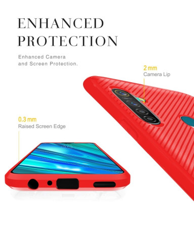 Противоударный чехол Carbon Fiber Texture Protective Case на  Realme 5 Pro/Realme Q - красный