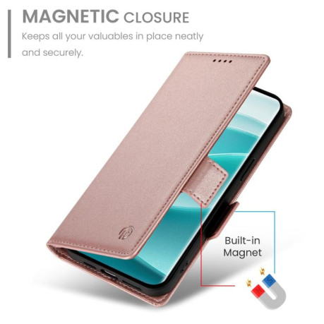 Чехол-книжка Side Buckle Magnetic Frosted Leather для Xiaomi Redmi Note 14 Pro 4G - розовое золото