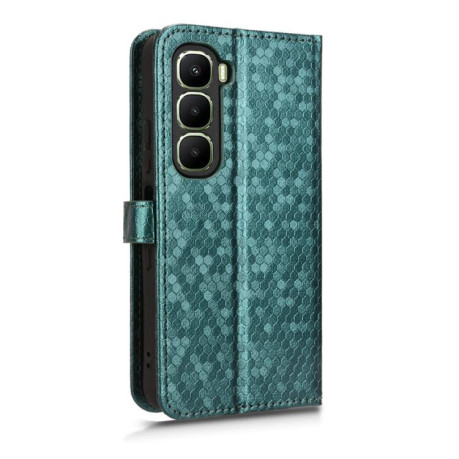 Чехол-книжка с фактурой Honeycomb Dot и магнитным хлястиком на Infinix Hot 60i 4G / Hot 60 5G - зеленый