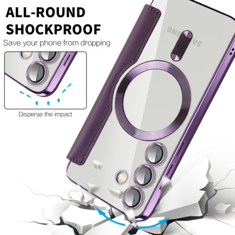 Чохол-книжка Shield MagSafe RFID Anti-theft Leather  для Samsung Galaxy S25 5G - фіолетовий