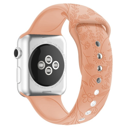 Ремешок Butterflies Love Flower Embossing для Apple Watch 10 46mm/Ultra 49mm / Series 8/7 45mm / 44mm / 42mm - оранжевый