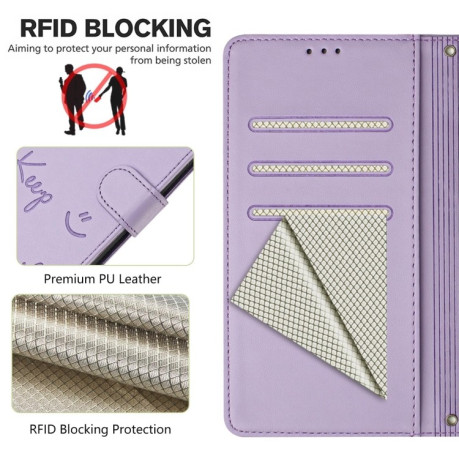 Чехол-книжка Embossing Stripe RFID для Realme GT 7 Pro 5G Global - фиолетовый