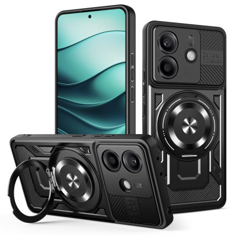 Ударозахисний чохол Transparent MagSafe Magnetic Rotating Ring Holder на Xiaomi Redmi Note 14 4G 164.84mm - чорний