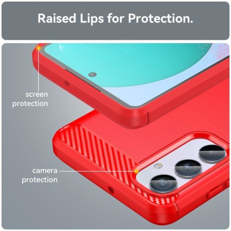 Протиударний чохол Brushed Texture Carbon Fiber для Samsung Galaxy M54 5G - червоний