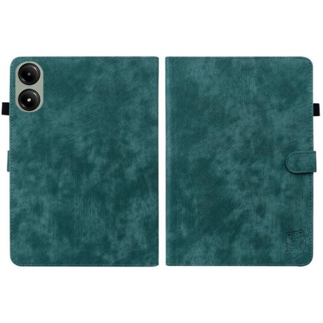 Чехол-книжка Embossed Tiger Pattern Leather для Xiaomi Redmi Pad 2 / Xiaomi Redmi Pad SE 11 2025 - зеленый