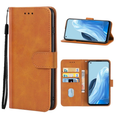 Чохол- книжка Leather Phone Case для OPPO Reno7 4G-коричневий