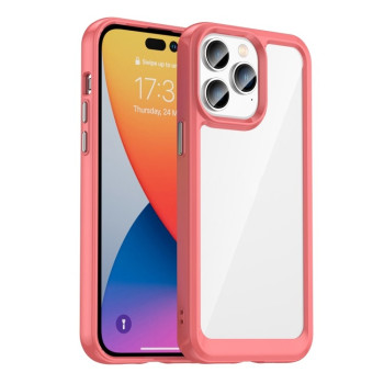 Протиударний чохол Colorful Acrylic Series із кольоровою силіконовою боковиною на iPhone 14 Pro Max - червоний