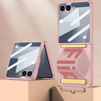 Противоударный чехол GKK Wristband для Samsung Galaxy Flip 7 5G - розовый