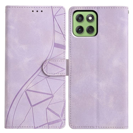 Чохол-книжка Triangles Embossed Leather для Motorola Edge 60 - фіолетовий