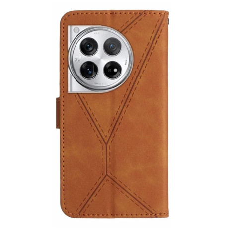 Чехол-книжка Stitching Embossed Leather для OnePlus 12 5G Global - коричневый