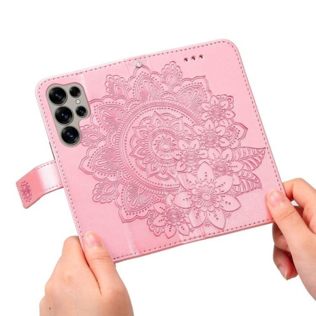 Чохол-книжка 7-petal Flowers Embossing  для Samsung Galaxy S25 Ultra 5G - рожеве золото