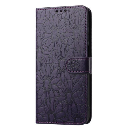 Чехол-книжка Daisy Embossed Leather для Samsung Galaxy M06 5G - фиолетовый