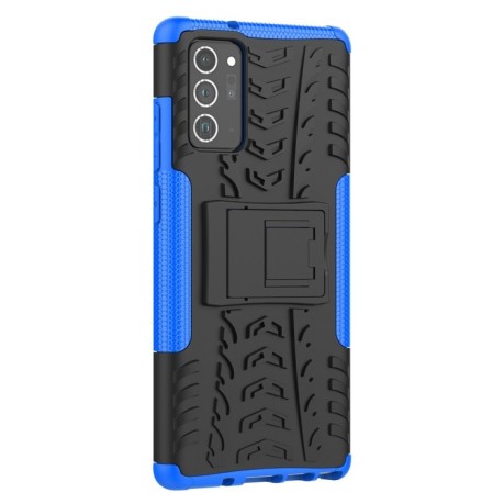 Противоударный чехол Tire Texture на Samsung Galaxy Note 20 - синий