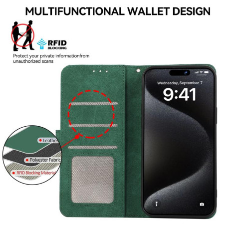 Чохол-книжка ABEEL Color Block Magnetic RFID Leather на iPhone 16e - зелений