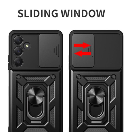 Противоударный чехол Sliding Camshield для Samsung Galaxy A55 5G - зеленый