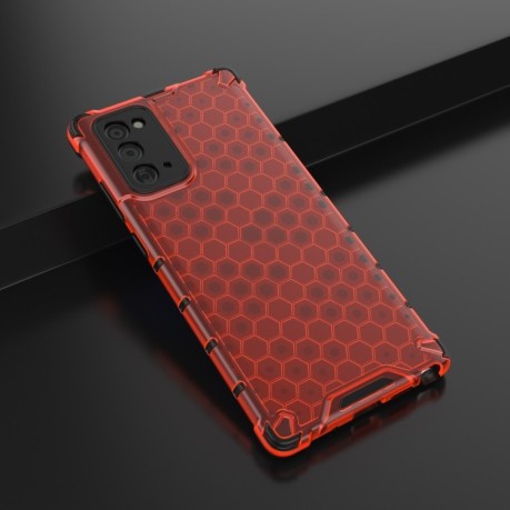 Противоударный чехол Honeycomb на Samsung Galaxy Note 20 - красный
