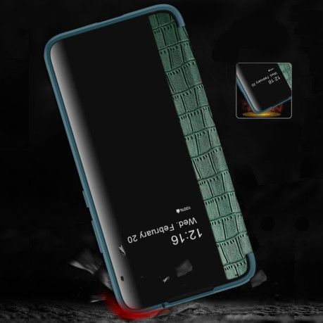 Чехол-книжка Crocodile Texture Display для Samsung Galaxy S22 5G - коричневый
