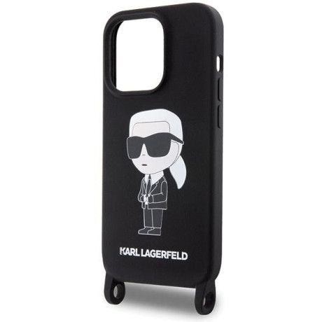 Оригінальний силіконовий чохол Karl Lagerfeld Crossbody Silicone Ikonik для iPhone 15 Pro - black(KLHCP15XSCBSKNK)