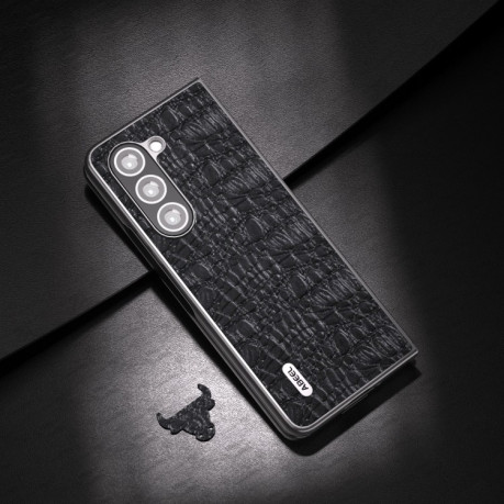 Протиударний шкіряний чохол ABEEL Genuine Leather Sky Series для Samsung Galaxy Fold 5 - чорний