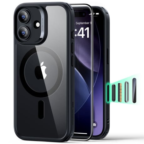 Оигинальный чехол ESR Classic Hybrid с MagSafe + накладка на клавишу на iPhone 17 - Clear Black