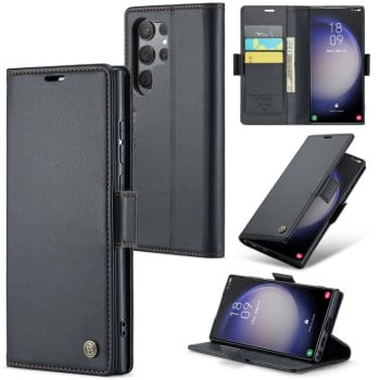 Чохол-книжка CaseMe 023 Butterfly Buckle Litchi RFID Anti-theft Leather для Samsung Galaxy S24 Ultra - чорний