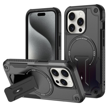 Протиударний чохол MagSafe Holder Armor PC Hybrid для iPhone 15 Pro - чорний