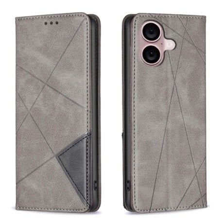 Чехол-книжка Rhombus Texture для iPhone 16 Plus - серый