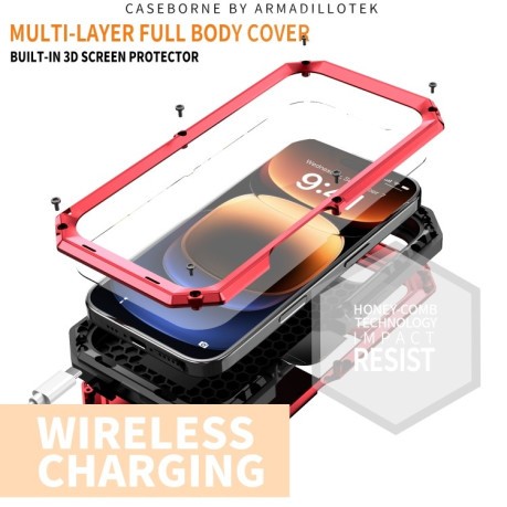 Противоударный чехол R-JUST Sliding для iPhone 16 Pro Max - красный