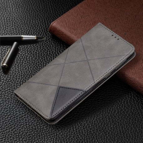 Чехол-книжка Rhombus Texture на Samsung Galaxy A21- серый