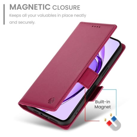 Чехол-книжка Side Buckle Magnetic Frosted Leather для OPPO A3/A3x/A40m - винно-красный