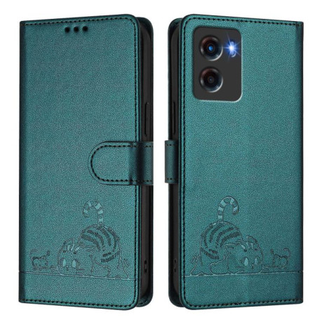 Чехол-книжка Cat Embossing Pattern на Motorola Moto G05 5G - Green