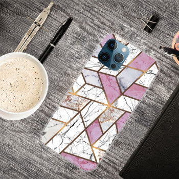 Противоударный чехол Marble Pattern для iPhone 13 Pro Max - Rhombus White Purple