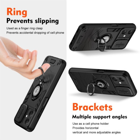 Противоударный чехол Sliding Camshield Ring Holder для Samsung Galaxy A16 5G - черный
