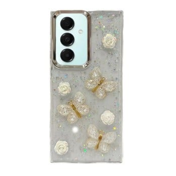 Противоударный чехол Plated Gradient Glitter Butterfly Holder для Samsung Galaxy A16 5G - золотой