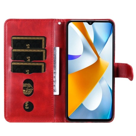 Чехол-книжка Fashion Calf Texture для Xiaomi Poco C40/Redmi 10c - красный