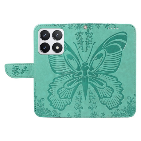 Чехол-книжка Swallowtail Butterfly Embossed Leather для Xiaomi 14T Pro - зеленый