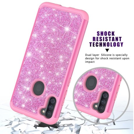 Противоударный чехол Glitter Powder Contrast Skin на Samsung Galaxy A11/M11 - розовый