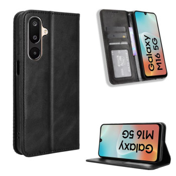 Чохол-книжка Magnetic Buckle Retro Crazy Horse Texture на Samsung Galaxy F16 5G / M16 5G — чорний