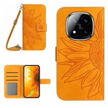 Чохол-книжка Skin Feel з малюнком соняшника на Redmi Note 14 Pro 4G - жовтий