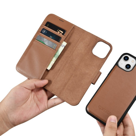Кожаный чехол-книжка iCarer Wallet Case 2in1 для iPhone 14\13 - коричневый