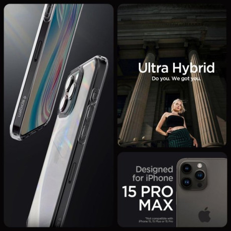 Оригінальний чохол Spigen Ultra Hybrid для iPhone 15 PRO MAX- Crystal Clear