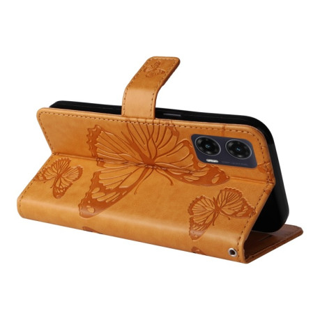 Чехол-книжка Embossed Butterfly для Motorola Moto G35 - желтый