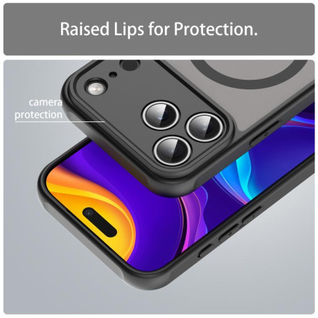 Противоударный чехол Fan Dun Series TPU Hybrid PC Frosted Magsafe для iPhone 17 Pro Max - черный