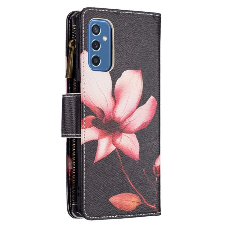 Чехол-кошелек Colored Drawing Pattern Zipper для Samsung Galaxy M52 5G - Lotus