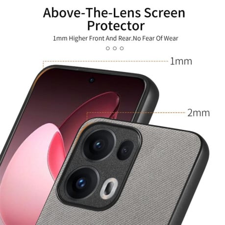 Чехол Twill Fabric Leather Skin Back для OPPO Reno13 Pro Global - серый